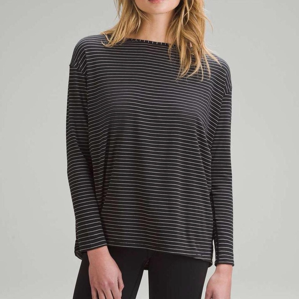 Black and White Striped Women's Top